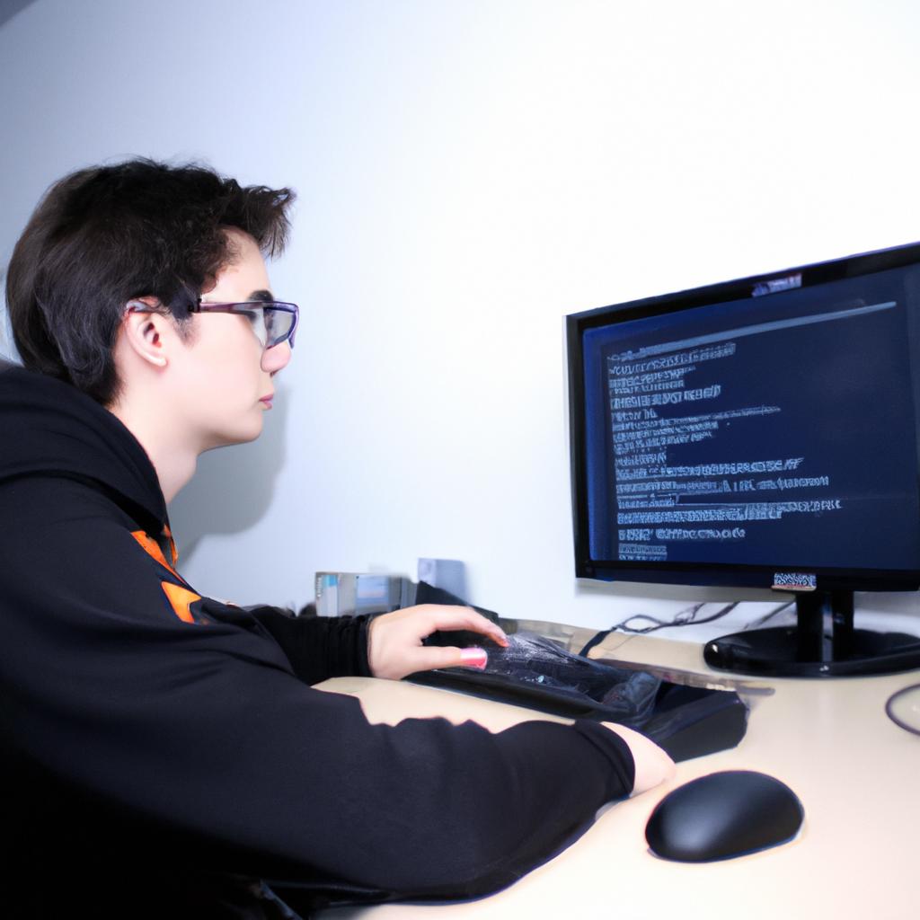 Person working with computer code